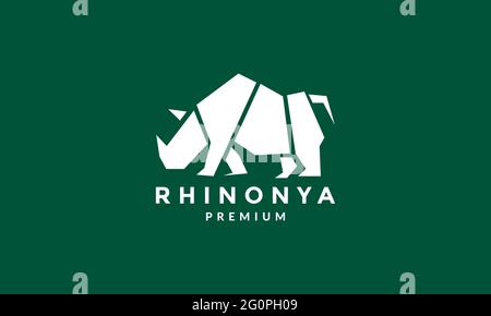 animal rhino geometric logo symbol vector icon illustration graphic design Stock Vector