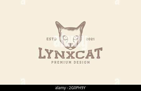 vintage head animal sphynx cat logo vector symbol icon design graphic illustration Stock Vector
