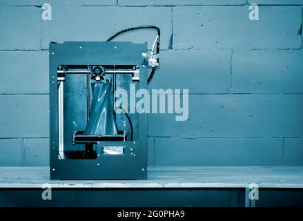 3D printer working close up. Automatic three dimensional 3d printer Stock Photo