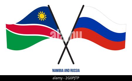 Namibia and Russia Flags Crossed And Waving Flat Style. Official Proportion. Correct Colors. Stock Vector