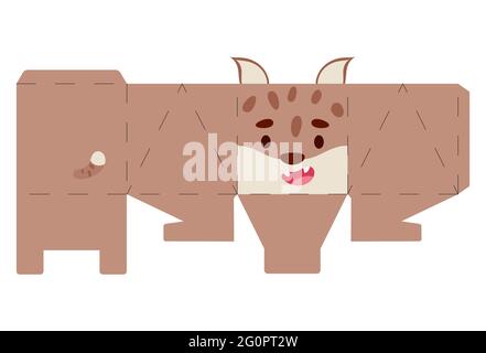Party favor box lynx design for sweets, candies, small presents, bakery. Package template, great design for any purposes, birthdays, baby showers, hal Stock Vector