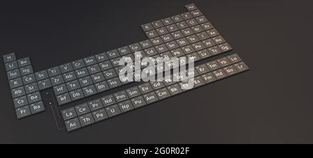 3d illustration on the periodic table of the elements. Stock Photo