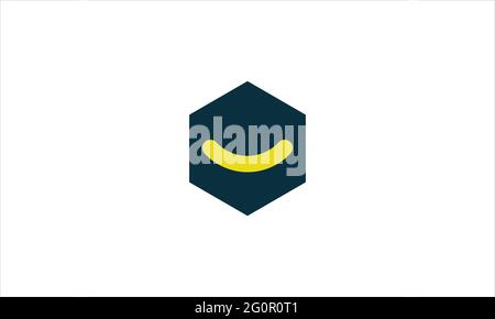Smile emoji  in hexagonal icon logo design vector illustration Stock Vector