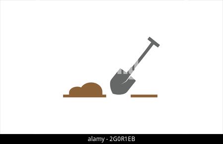 shovel tool for gardening work Dirt Spade Soil  icon Logo design vector template Stock Vector