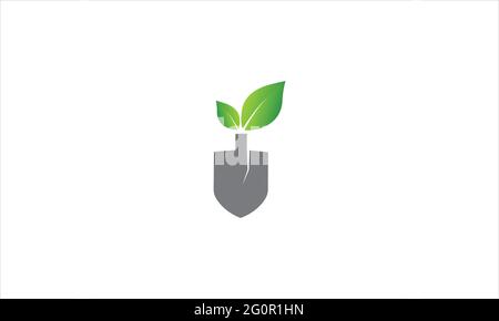 shovel leaves icon  or gardening logo vector template symbol Stock Vector