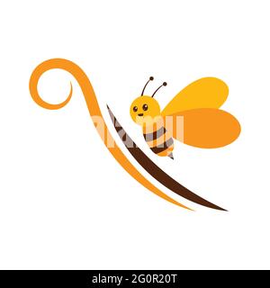 play full flying bee logo and vector icon Stock Vector