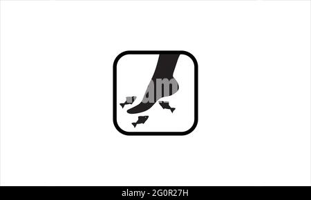 fish peeling  pedicure logo foot care procedure in a fish tank or fishes eat the skin of the feet icon logo design template Stock Vector