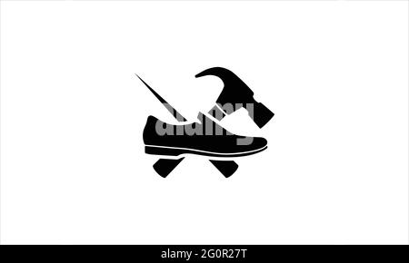 Shoe repair with tool vector icon logo design illustration symbol Stock Vector