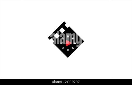 dotted play button inside film movie icon logo design illustration vector template Stock Vector