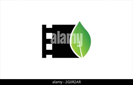 Film Strip green leaf logo design illustration symbol   design Stock Vector