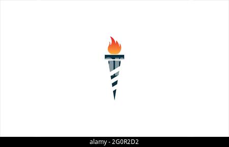 Torch flame Fire vector icon logo template illustration Stock Vector