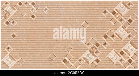 beige color square and horizontal lines pattern marble design Stock Photo
