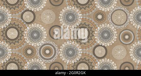 brown color surface with round geometric design use for wall tiles and wallpaper use Stock Photo