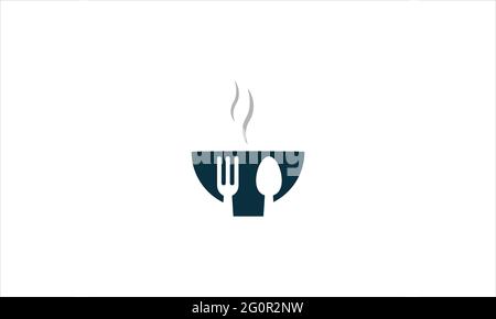 soup  Bowl with  Fork spoon icon  Logo design template illustration Stock Vector