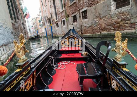 Venice during Covid19 lockdown, Italy, Europe,, gondola, Stock Photo