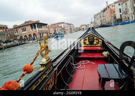 Venice during Covid19 lockdown, Italy, Europe,, gondola, Stock Photo