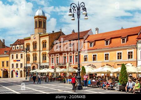The Council Square, Old Town, Brasov, Romania Stock Photo