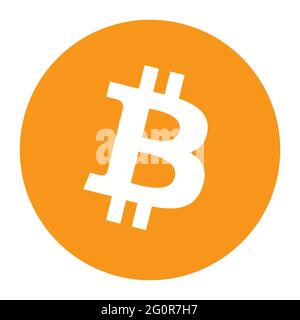 Bitcoin BTC token symbol cryptocurrency logo, coin icon isolated on white background. Stock Photo