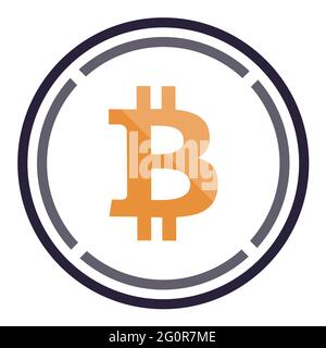 Wrapped Bitcoin WBTC token symbol cryptocurrency logo, coin icon isolated on white background. Stock Photo