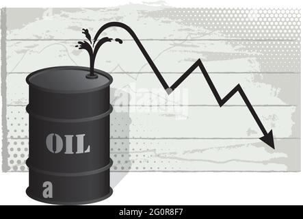 Vector illustration depicting the crisis caused by falling oil prices. Stock Vector