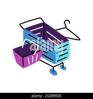 Empty cart. Vector icon in bold line style Stock Vector