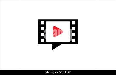 Filmstrip play button  or media icon play button Logo design illustration vector template Stock Vector