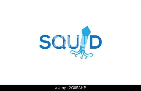 squid typographic icon  logo design illustration vector Stock Vector