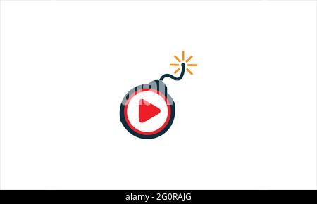 Vector of a play button and bomb logo combination. Audio and video symbol or icon. Unique media and record logotype design template. Stock Vector