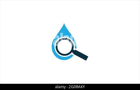 Magnifying glass logo design combined with water drop. vector illustration Stock Vector