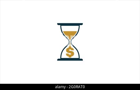 Hourglass With Dollar Sign Icon, Time Is Money Concept. Symbol In Trendy Flat Style vector illustration Stock Vector