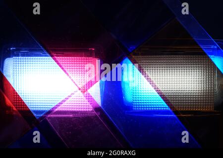 Flash light of a camera with colorful color foils photographed in the studio Stock Photo