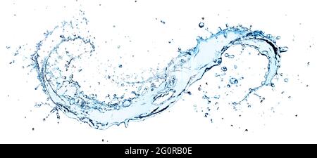Splash Flow Water With Fresh Drops Stock Photo