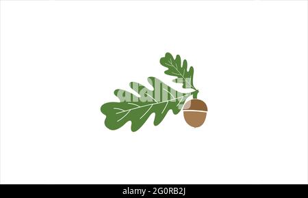 Acorn With Leaf Logo Design Vector Template illustration Stock Vector