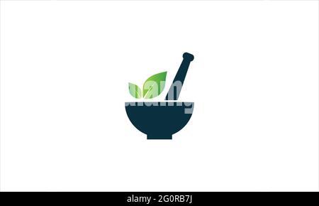 logo of bowl with fresh green leaf food icon vector design illustration Stock Vector