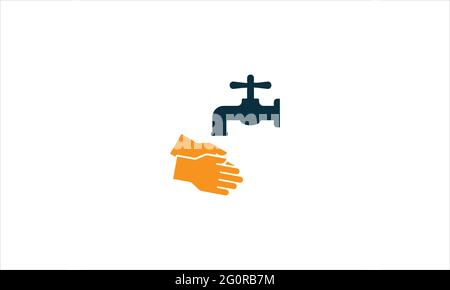 Wash your hands line icon  or Hands washing with water outline vector icon or  Coronavirus prevention symbol, logo illustration Stock Vector