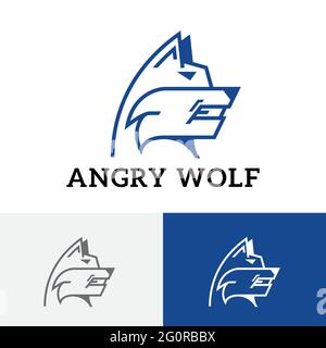 Angry Wolf Wild Animal Guard Watchdog Fierce Dog Logo Stock Vector