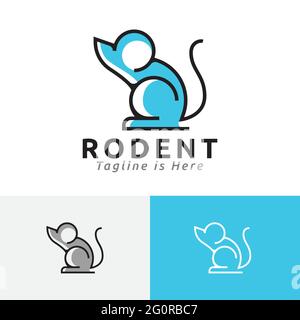 Rodent Little Cute Mouse Line Logo Symbol Stock Vector