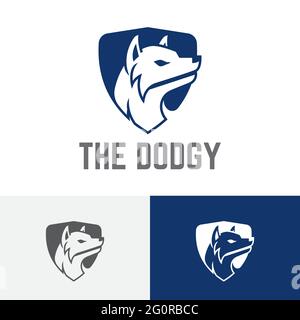 Dodgy Smart Fox Strong Shield Safe Protection Logo Stock Vector
