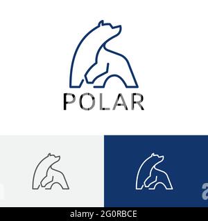 Big Polar Bear Cool Ice Abstract Line Logo Stock Vector