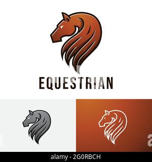 Equestrian Horse Race Beautiful Racehorse Long Hair Logo Stock Vector