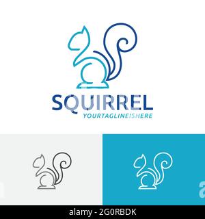 Squirrel Chipmunk Abstract Modern Simple Monoline Logo Symbol Stock Vector