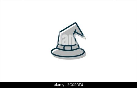 Witch hat Magician logo or Old wizard magician cap for Halloween party icon vector design illustration Stock Vector
