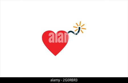 heart and bomb logo combination. Unique love and detonate logotype design template. Stock Vector