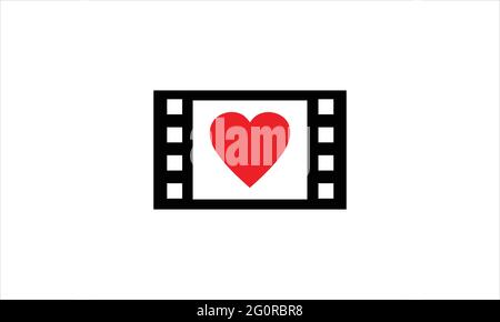 Heart inside filmstrip icon  Logo design vector illustration Stock Vector