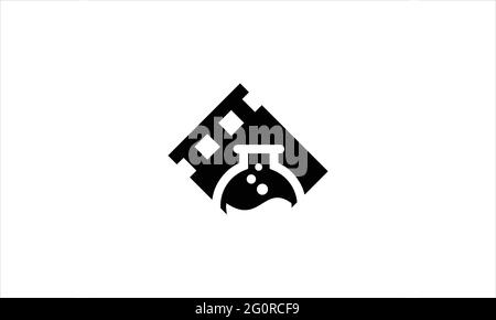 Filmstrip with lab  flask icon logo or lab movie icon logo design illustration symbol Stock Vector