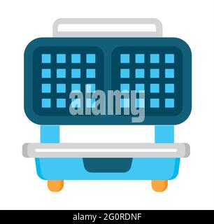 Waffle maker flat icon vector. Kitchen small appliance sign. Household tool symbol for app, web. Cooking equipment is shown. Stock Vector