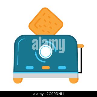 Toaster flat icon vector. Kitchen small appliances flat sign. Household tools symbol for app, web. Cooking equipment for fry bread, loaf is shown. Stock Vector