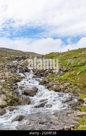 Waterfall in high country landscape Stock Photo