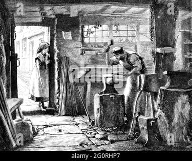 History of Iron: Forging iron in Ancient Egypt. Liebig collectible card ...