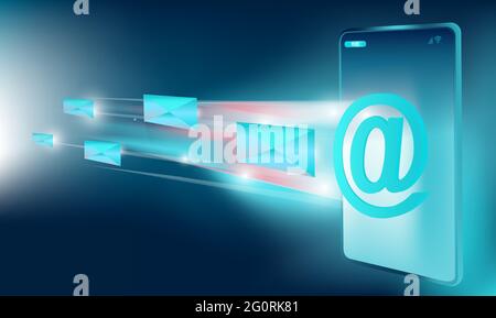 Isometric vector of an Email message service on a  smartphone Stock Vector